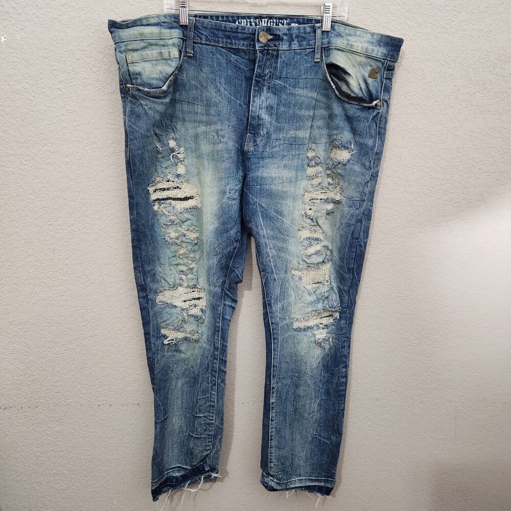 Grindhouse Demin Jeans Mens Size 44 Distressed Blue Jeans Relaxed Fit Denim Casu